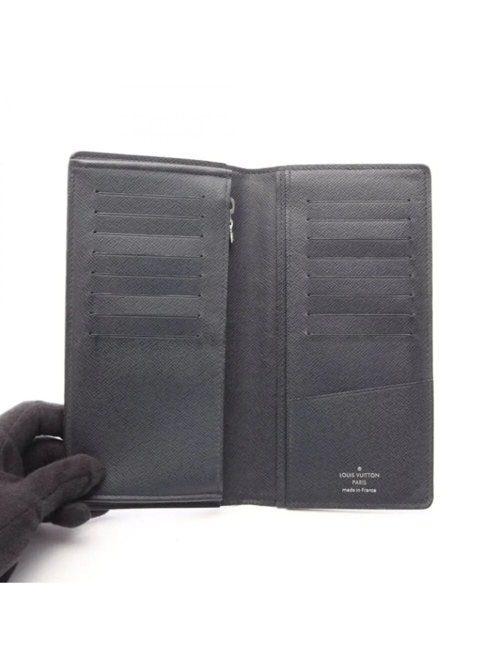 Louis Vuitton Bifold Wallet Portefeuille Brazza Taiga Ardoise Navy Leather